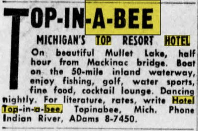 Hotel Top-In-A-Bee - Jul 1960 Ad